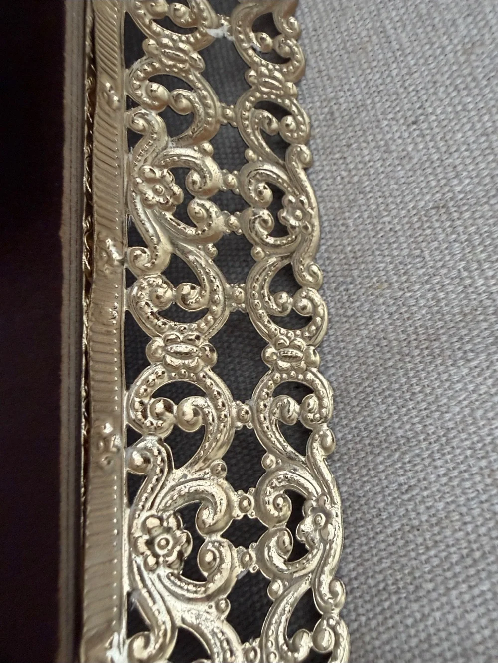 Vintage Brass Toned Filigree Frame with a Botanical Print